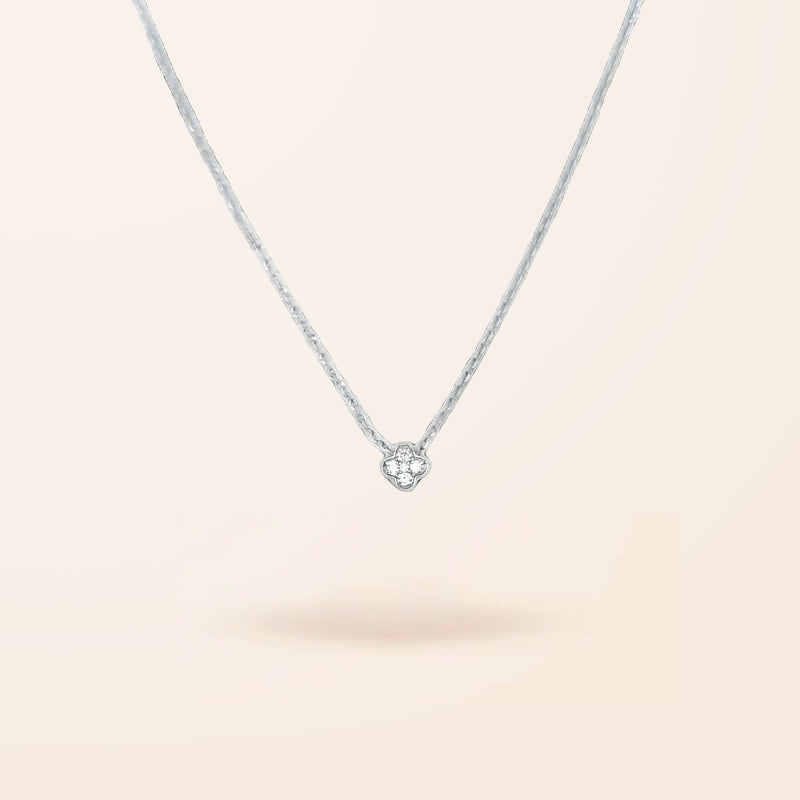 14K Gold Mini Diamond Clover Necklace