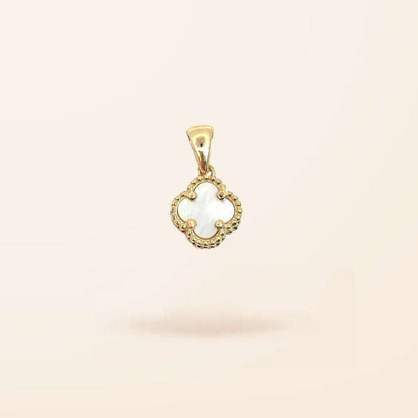 10K Gold Mother of Pearl Clover Charm