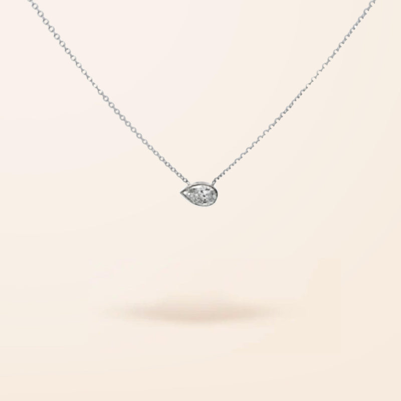Lab Created 14K Gold Pear Shaped Diamond Necklace