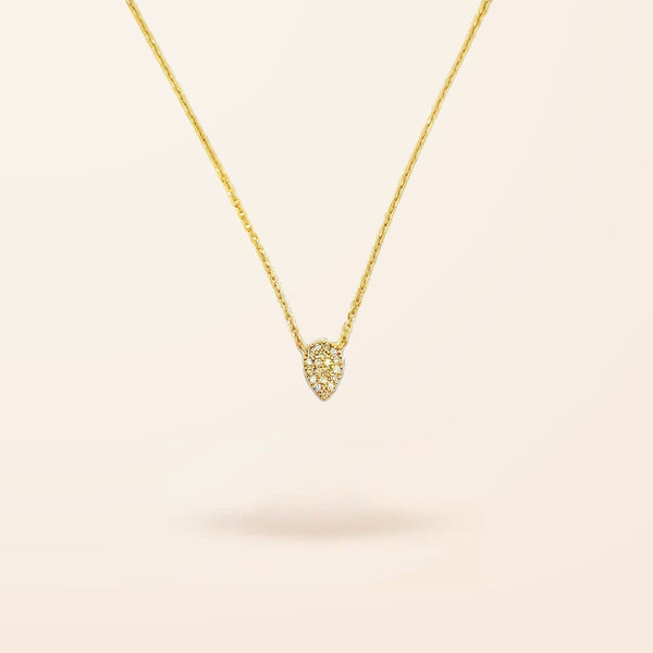 14K Gold Diamond Pave Pear Shape Necklace