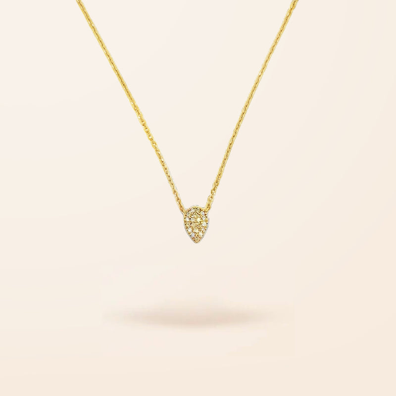 14K Gold Diamond Pave Pear Shape Necklace