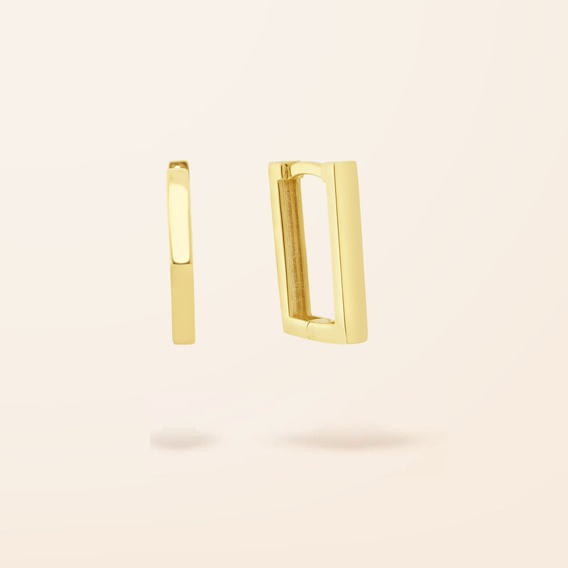 10K Gold Rectangle Huggle Earrings