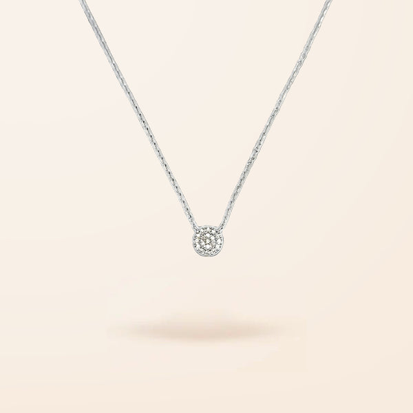 14K Gold Diamond Pave Circle Necklace