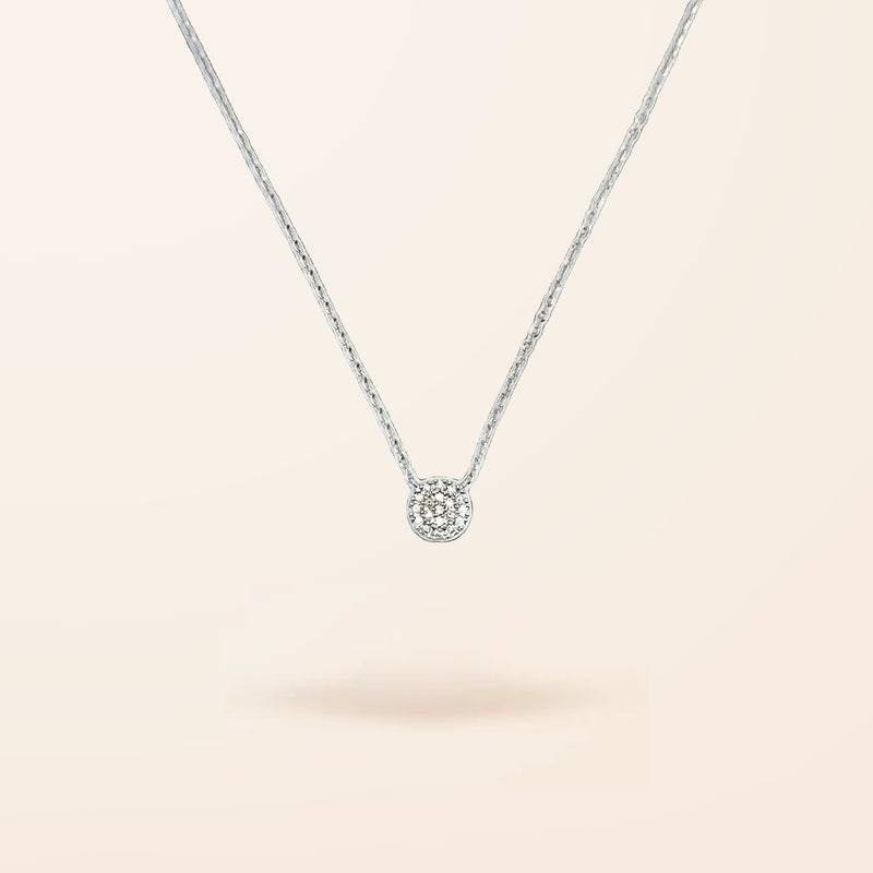 14K Gold Diamond Pave Circle Necklace