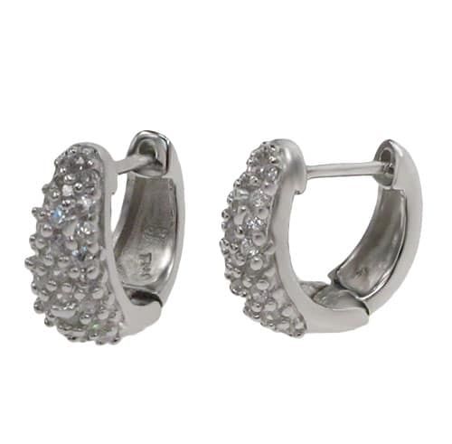 Sterling Silver CZ Pave Huggie Earrings