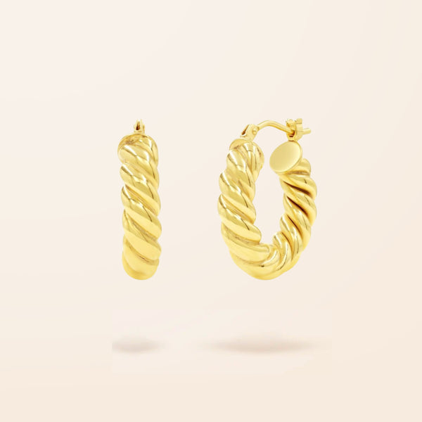 10K Gold Thick Small Twist Hoop Earrings