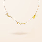 10K Gold Triple Name Necklace