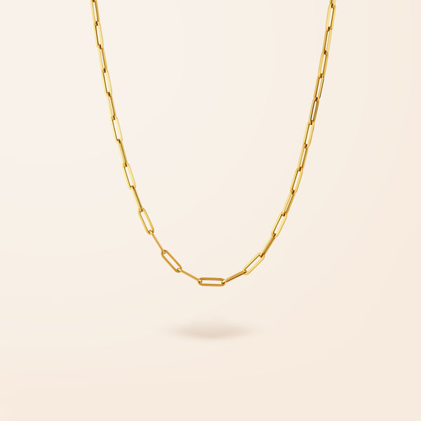 10K Gold Large Paper Clip Necklace