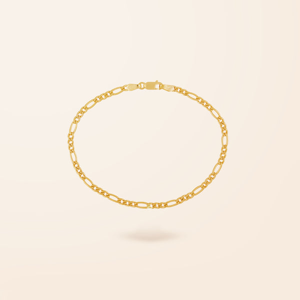 10K Gold Figaro Chain Bracelet
