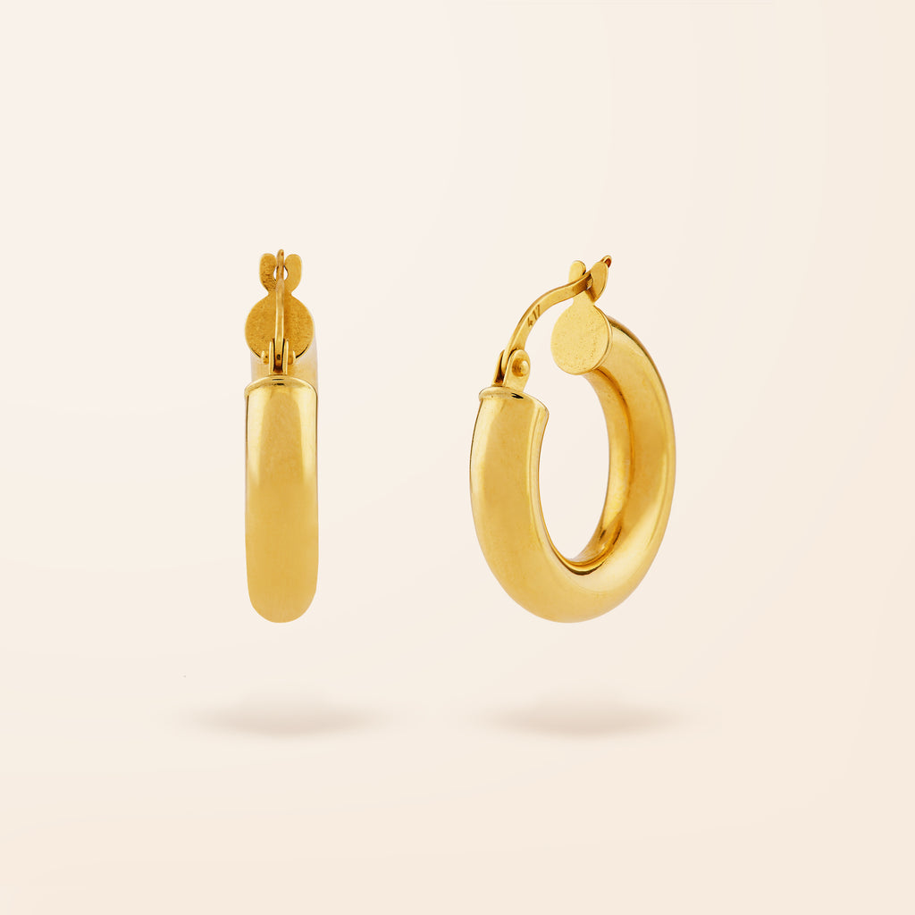 10K Yellow Gold Heart Hoop Earrings | Magpie Jewellery