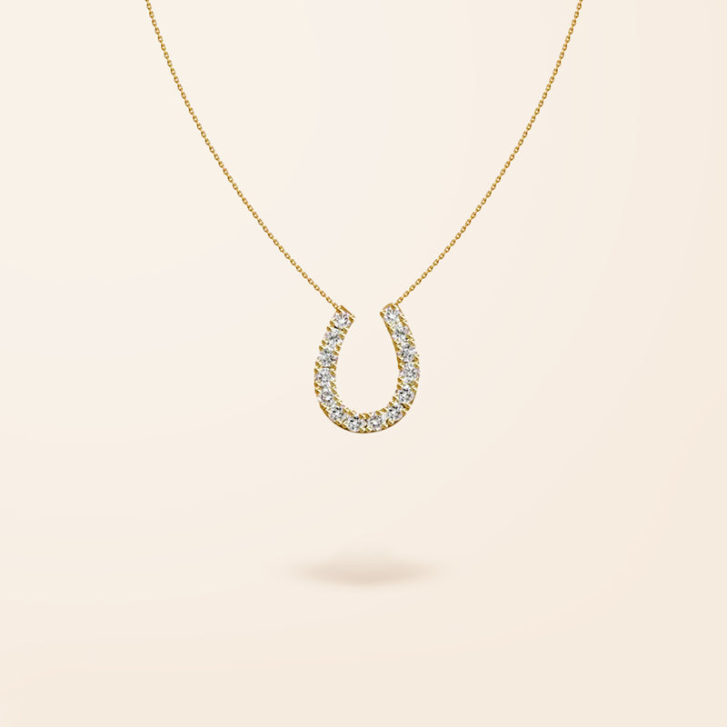 18K Gold Diamond Horseshoe Necklace