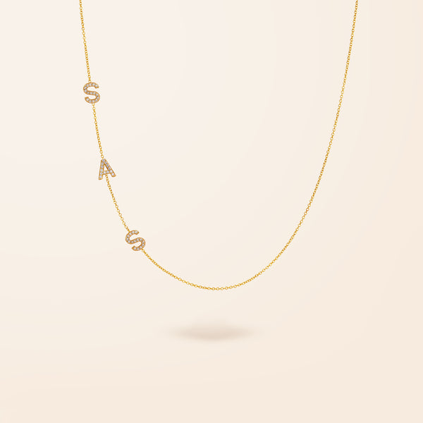 10K Gold Asymmetrical Diamond Initial Necklace