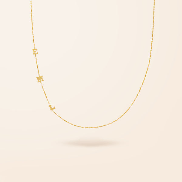14K Gold Asymmetrical Initial Necklace