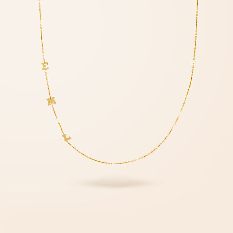 14K Gold Asymmetrical Initial Necklace