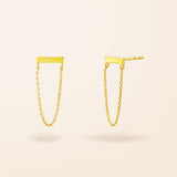 14K Gold Bar Chain Earrings