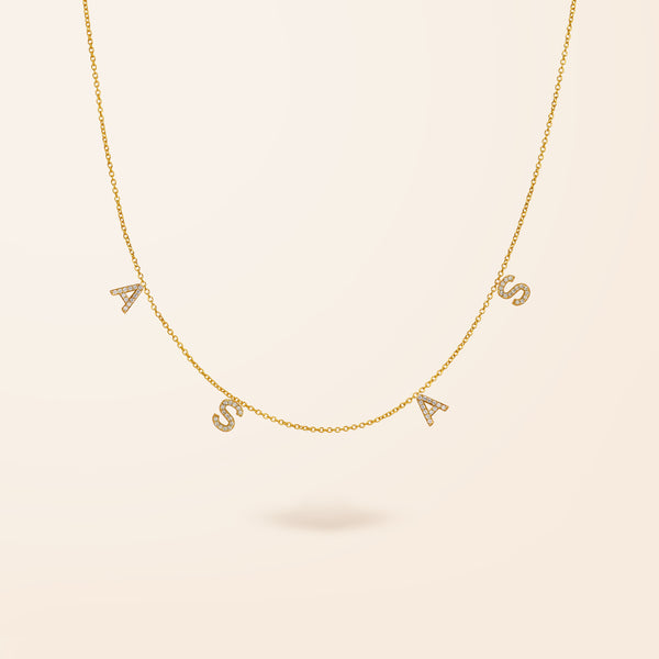 10K Gold Diamond Initial Drop Necklace