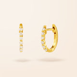 14K Gold Diamond Prong Huggie Earrings