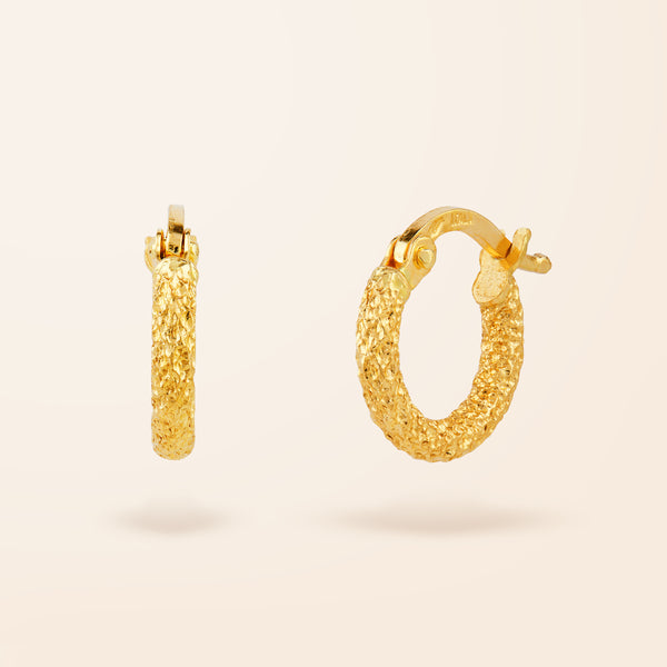 14K Gold Glitter Huggie Earrings