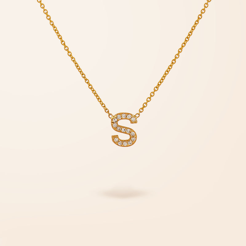 10K Gold One Diamond Initial Drop Necklace