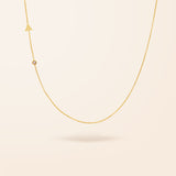 14K Gold One Initial and Diamond Bezel Necklace