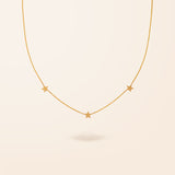 14K Gold Three Star Necklace