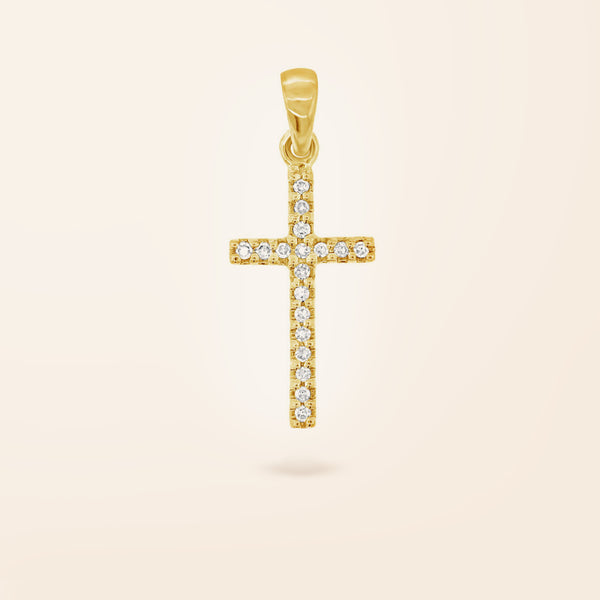 14K Gold Mini Diamond Cross Charm