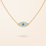 18K Gold Diamond and Turquoise Evil Eye Necklace