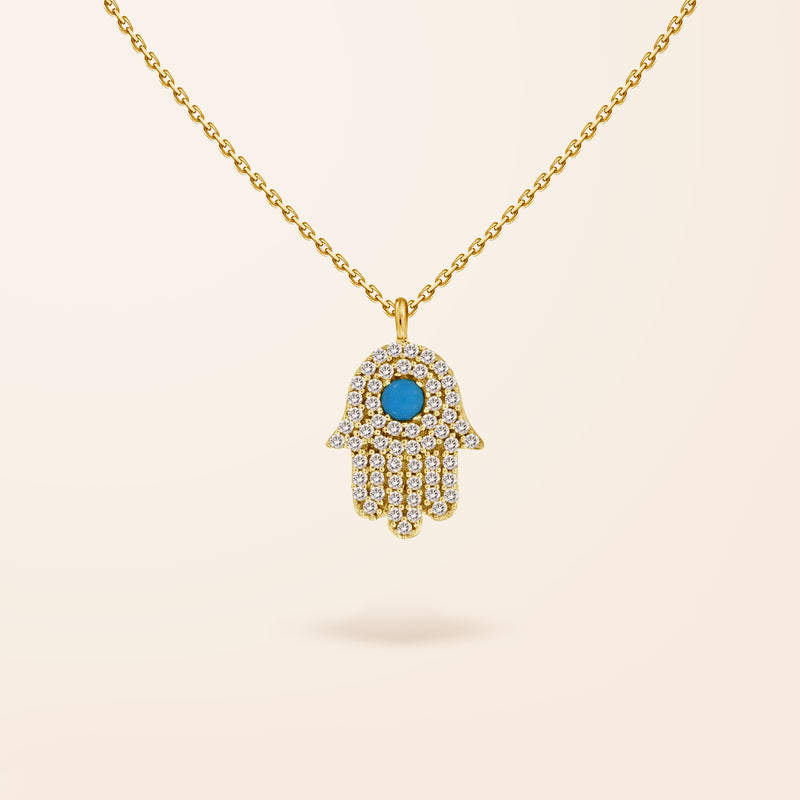 18K Gold Diamond Hamsa Necklace