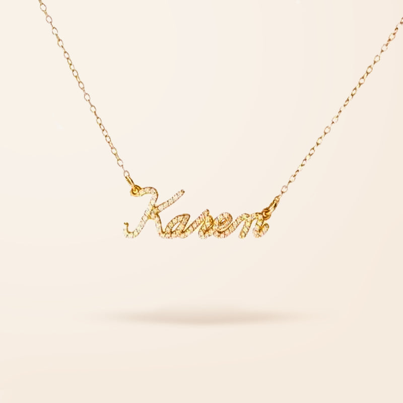 14K Gold Diamond Name Necklace