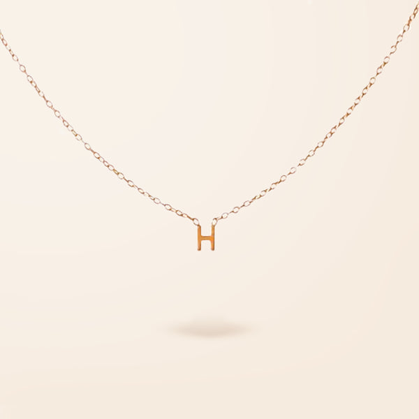 14K Gold One Drop Mini Initial Necklace