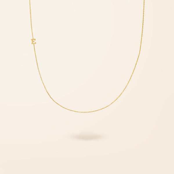 14K Gold One Asymmetrical Initial Necklace