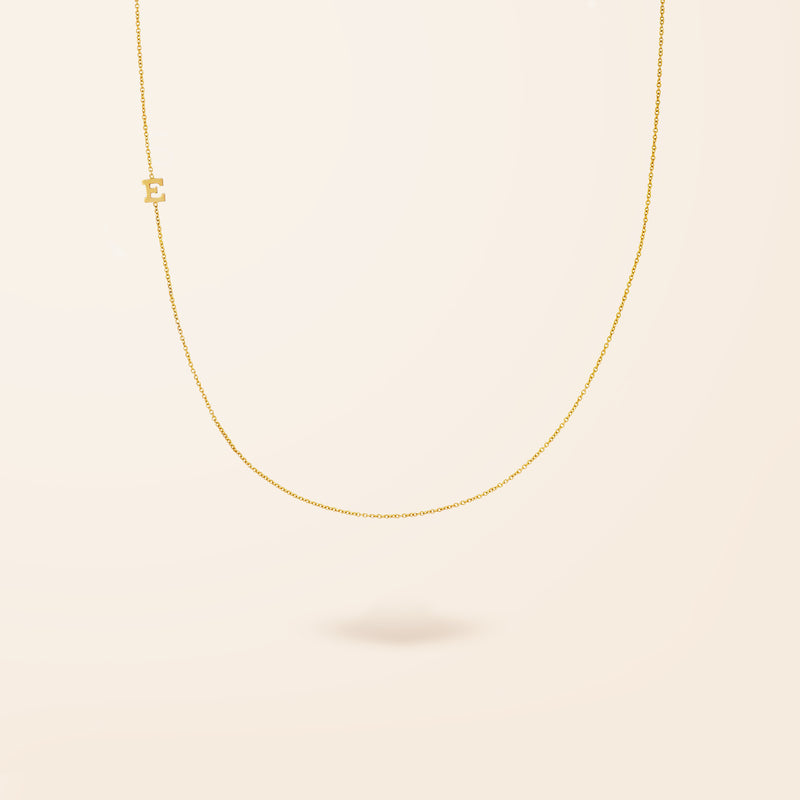 14K Gold One Asymmetrical Initial Necklace