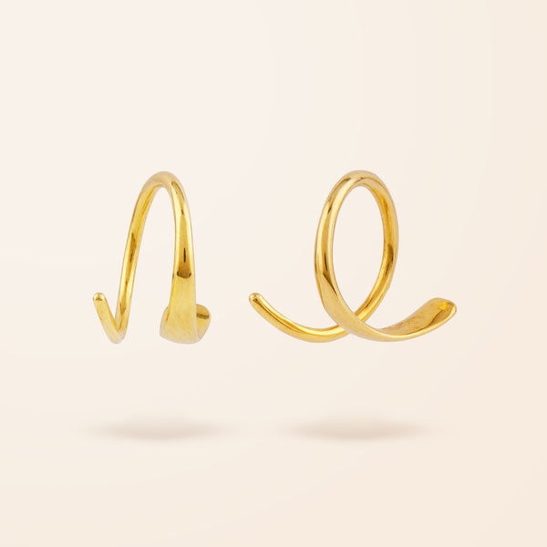 10K Gold Spiral Huggie Earrings
