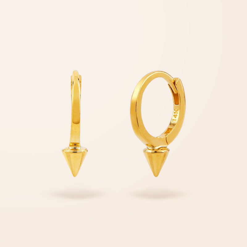 14K Gold Spike Huggie Earrings