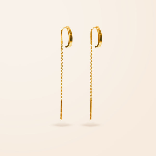14K Gold Huggie Threader Earrings