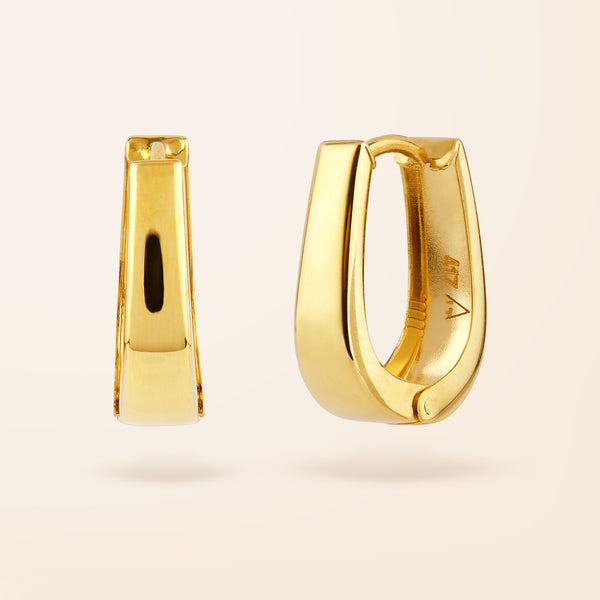 10K Gold Oval Huggie Earrings
