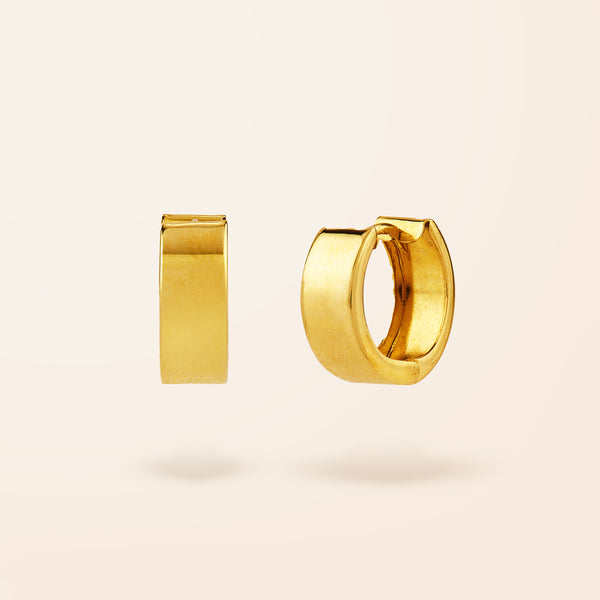 10K Gold Large Flat Huggie Earrings – Van Der Hout Jewelry