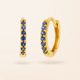 14K Gold Blue Sapphire Huggie Earrings