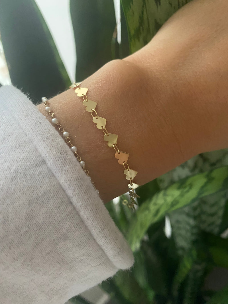 14K Gold Disco Heart Bracelet