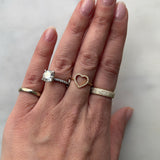 14K Gold Diamond Open Heart Ring