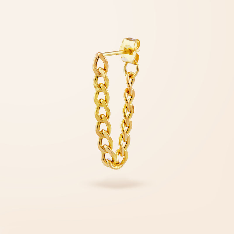 Single 10K Gold Curb Chain Earring
