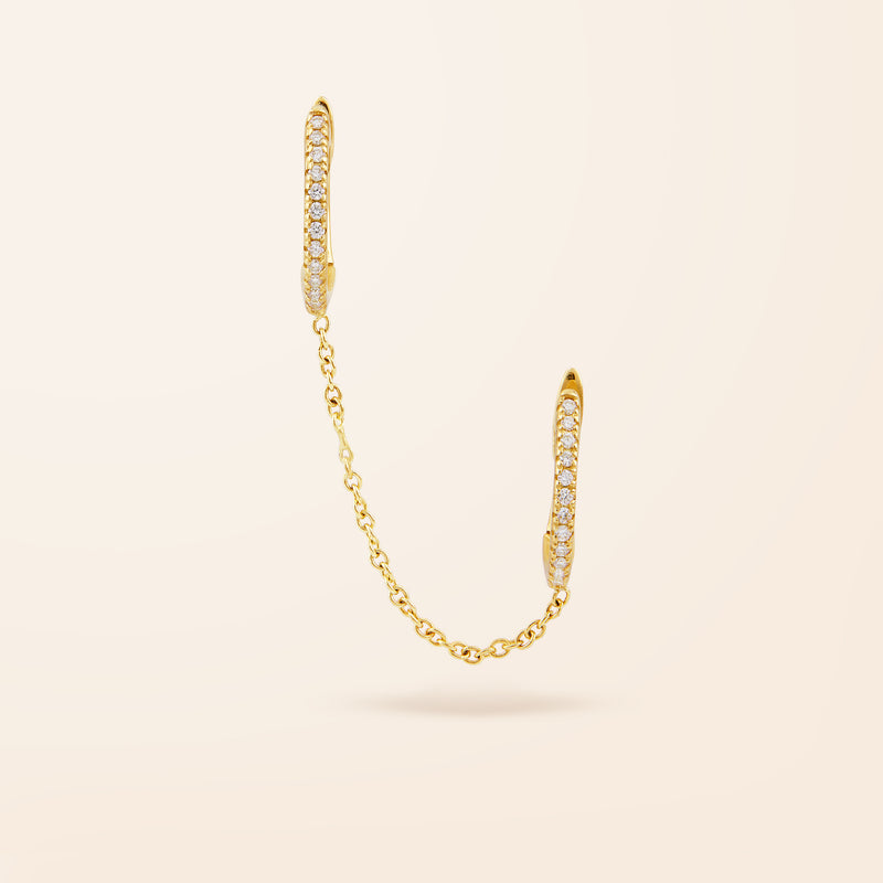 14K Gold Diamond Chain Huggie Earring