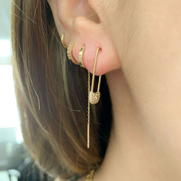 Single 14K Gold Huggie Threader Earring