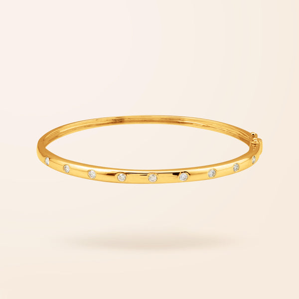 Diamond Stars Bangle Bracelet, 14K Yellow Gold | Diamond Stores Long Island