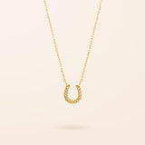 14K Gold Petite Diamond Horseshoe Necklace