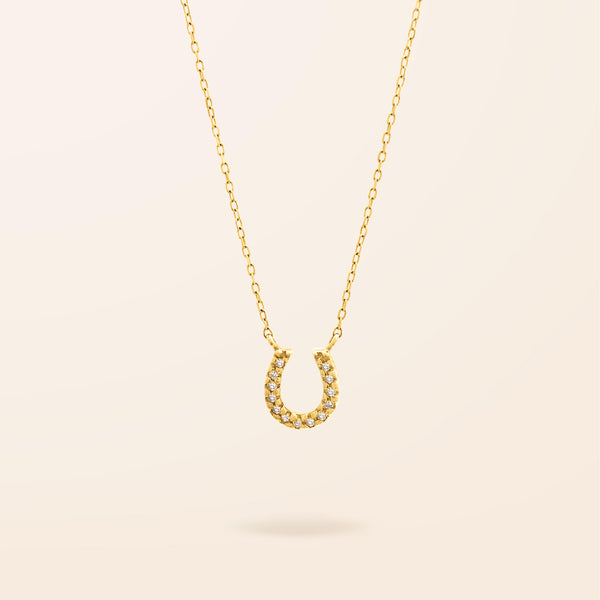 14K Gold Petite Diamond Horseshoe Necklace