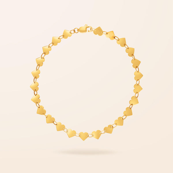 14K Gold Disco Heart Bracelet