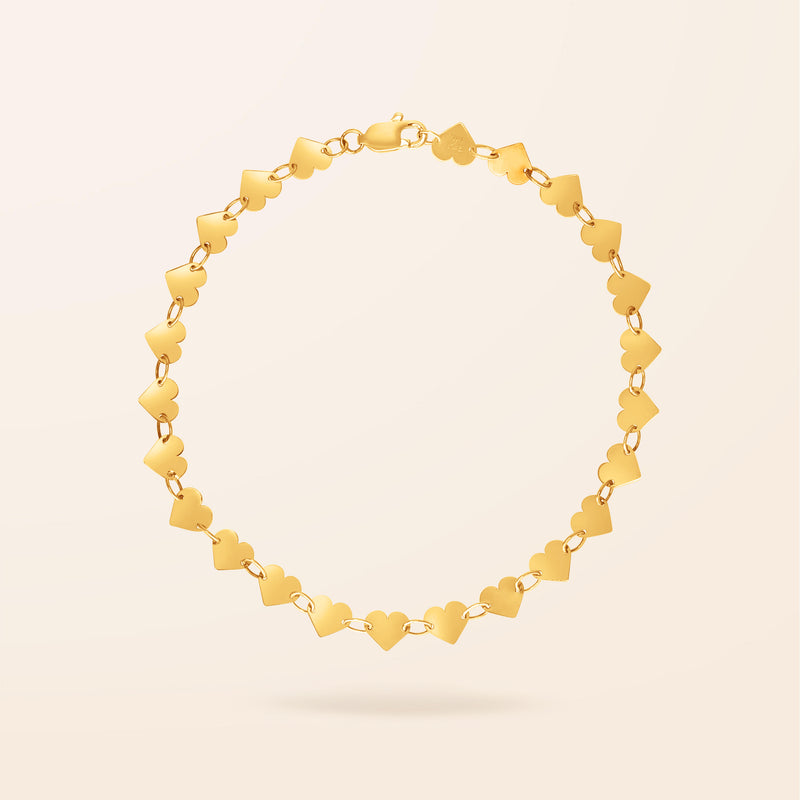 14K Gold Disco Heart Bracelet