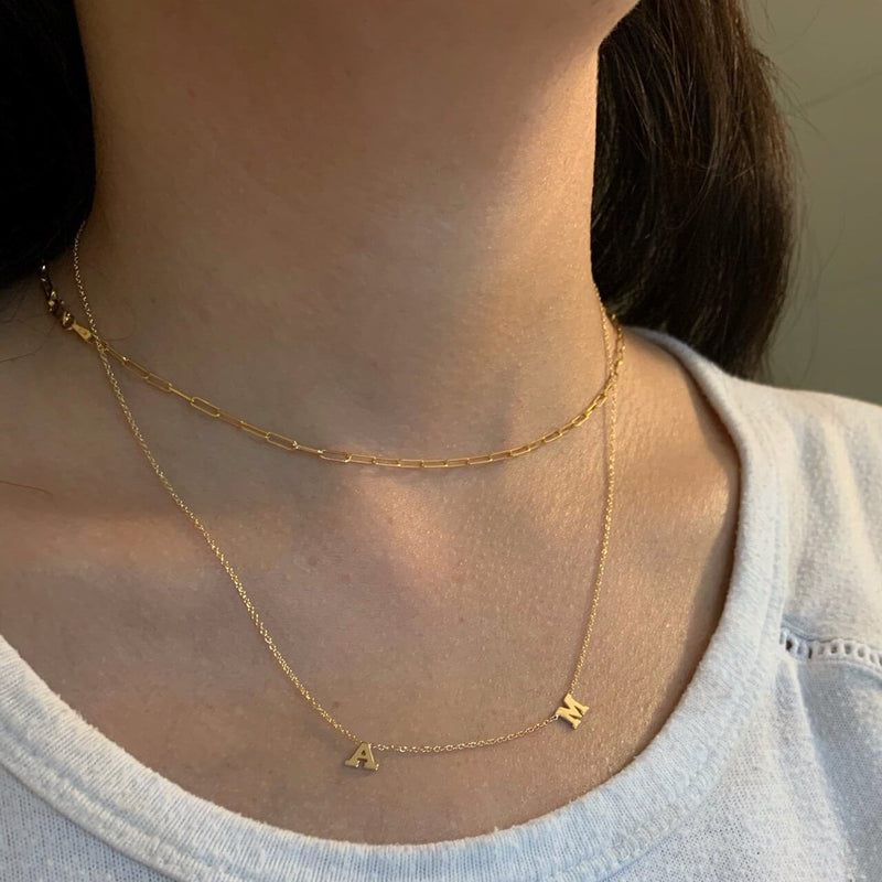 14K Gold Drop Initial Necklace