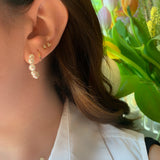 Single 14K Gold Rainbow Sapphire Huggie Earring